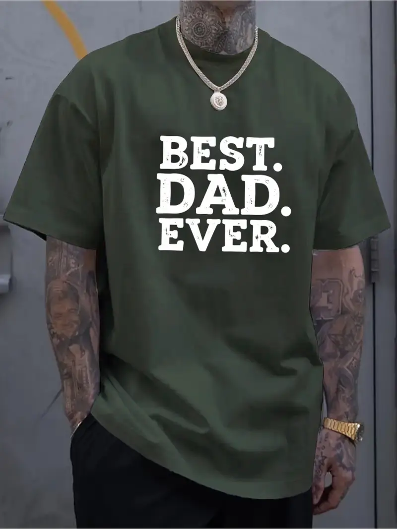 Best Dad Ever Graphic T-Shirt - Casual Short Sleeve Tee, Breathable Summer Shirt with Round Neck, Regular Fit for Fathers Day Gifts, Relaxed Fit Tee