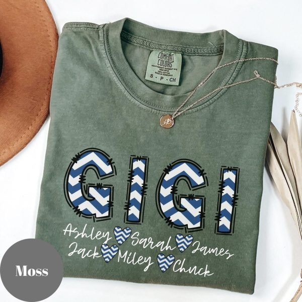 Personalized Gigi TShirt, Patriotic 4th of July Grandma Tee, Patriotic Gigi 4th Of July Grandma Mimi And Grandkid Name Shirt - Image 4