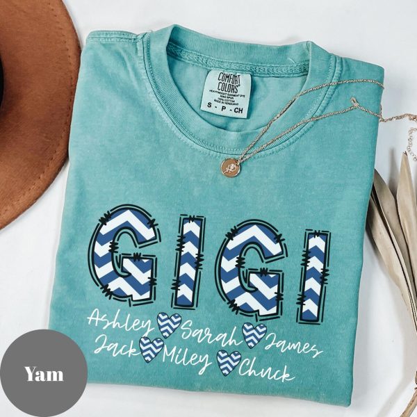 Personalized Gigi TShirt, Patriotic 4th of July Grandma Tee, Patriotic Gigi 4th Of July Grandma Mimi And Grandkid Name Shirt - Image 3