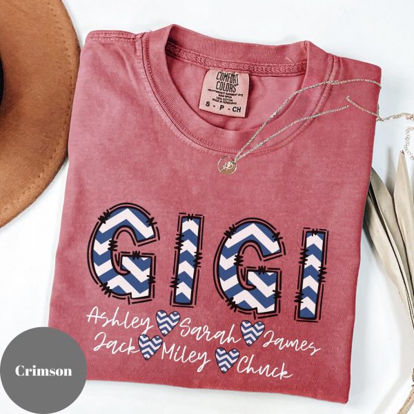 Personalized Gigi TShirt, Patriotic 4th of July Grandma Tee, Patriotic Gigi 4th Of July Grandma Mimi And Grandkid Name Shirt - Image 2