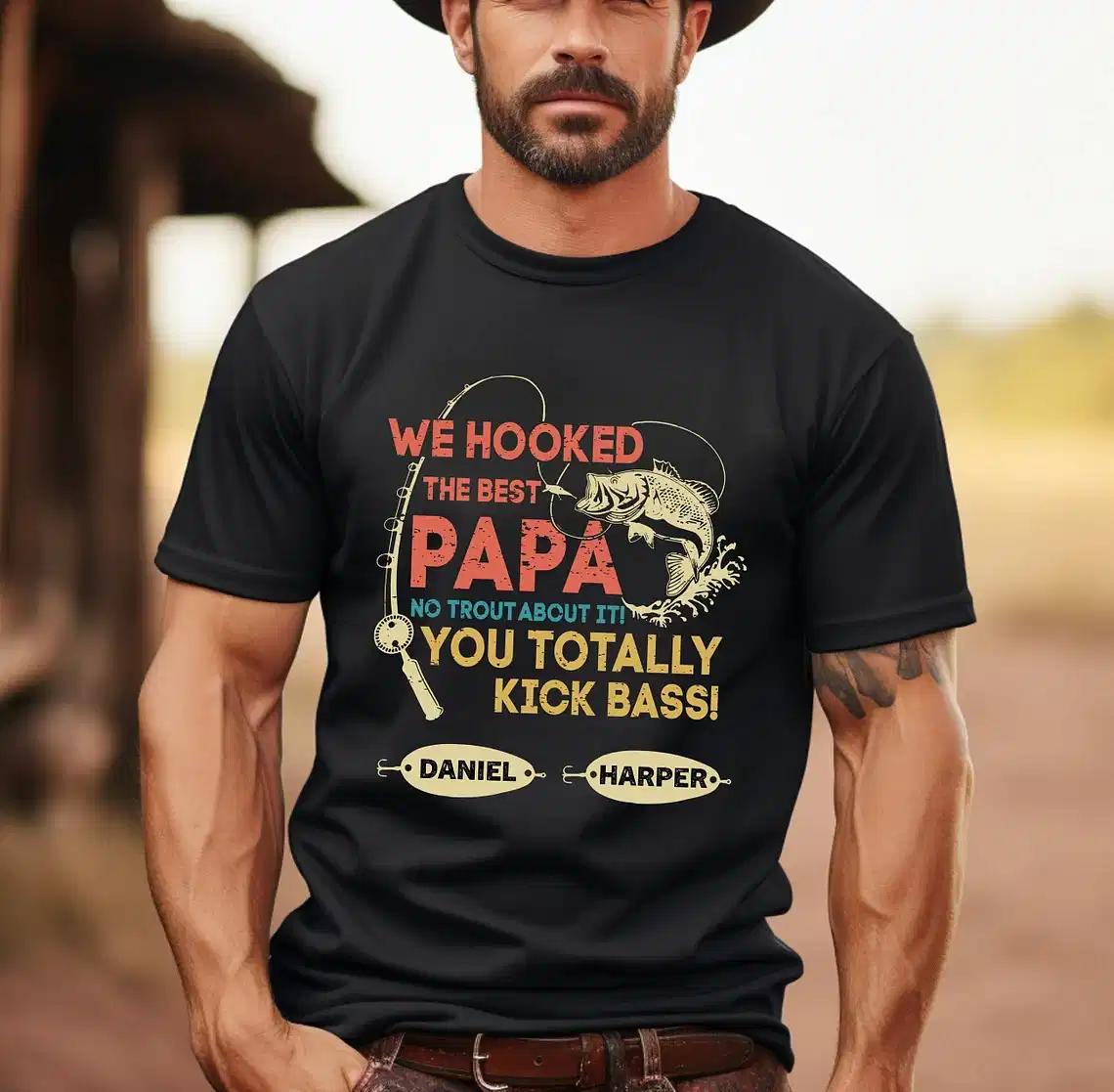 Personalized We Hooked The Best Papa T-Shirt, Papa Kids Name Shirt, Fishing Papa Shirt, Gift for Dad, Custom Name Shirt, Best Dad Ever