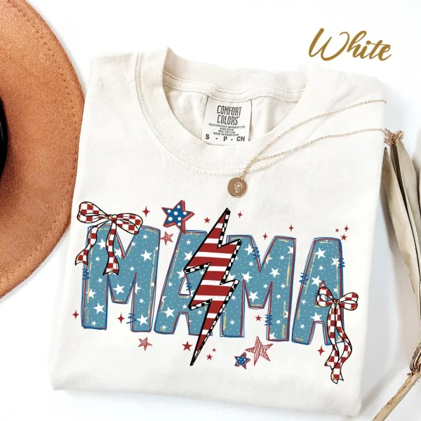 Retro USA Tee, American Mama, Mama T-Shirt, Retro Mama America, 4th of July T-Shirt, American Mama, USA T-Shirt - Image 3