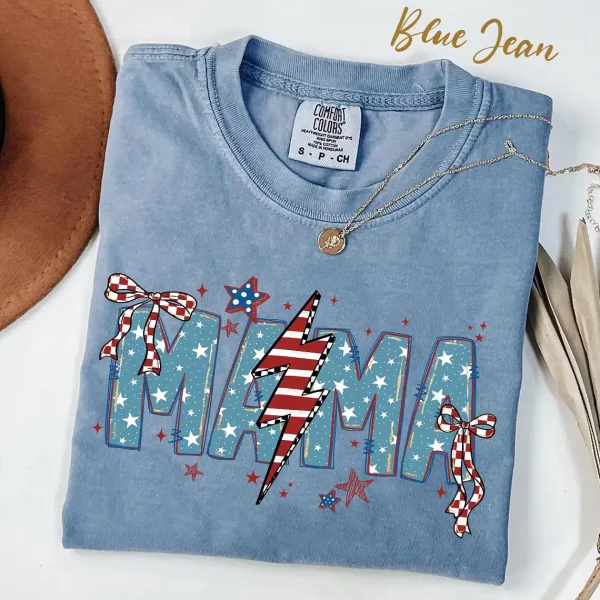 Retro USA Tee, American Mama, Mama T-Shirt, Retro Mama America, 4th of July T-Shirt, American Mama, USA T-Shirt - Image 2