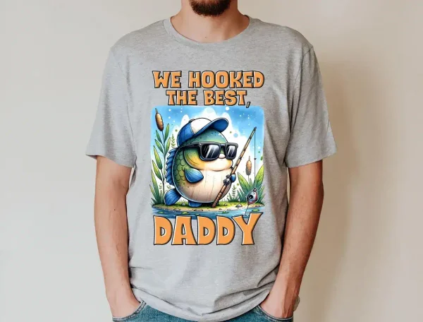 We Hooked the Best Daddy Shirt, Funny Fishing Dad T-Shirt, Father's Day Gift Idea, Cute Fish Design Tee, Father's Day Shirt - Image 2