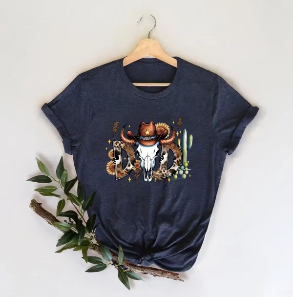 Western Cowboy Dad Shirt ? Rustic Skull & Cactus Country Father Tee - Image 4