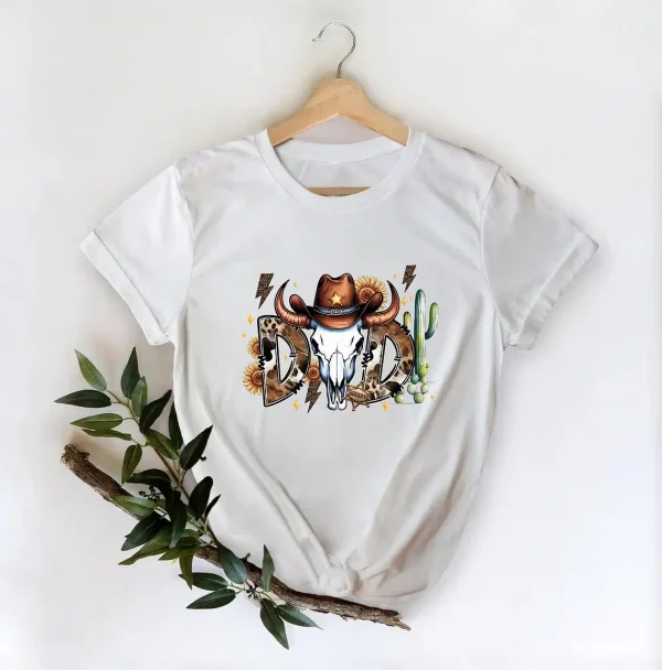 Western Cowboy Dad Shirt ? Rustic Skull & Cactus Country Father Tee - Image 3