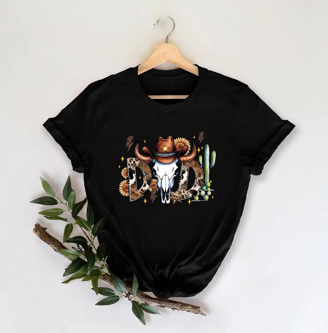 Western Cowboy Dad Shirt ? Rustic Skull & Cactus Country Father Tee