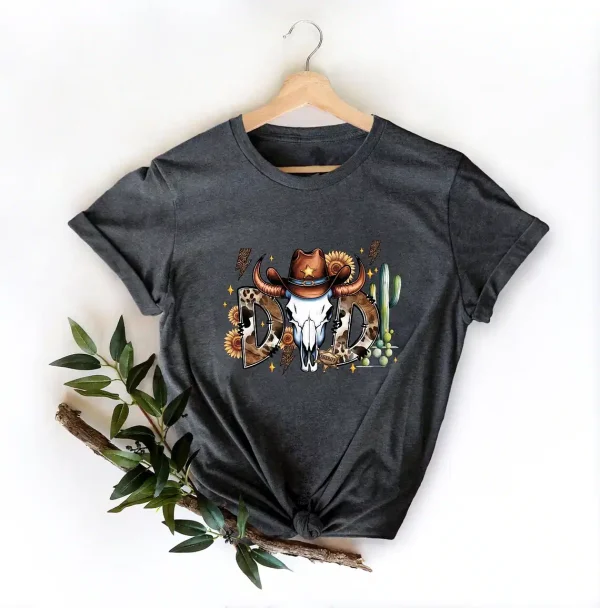 Western Cowboy Dad Shirt ? Rustic Skull & Cactus Country Father Tee - Image 2