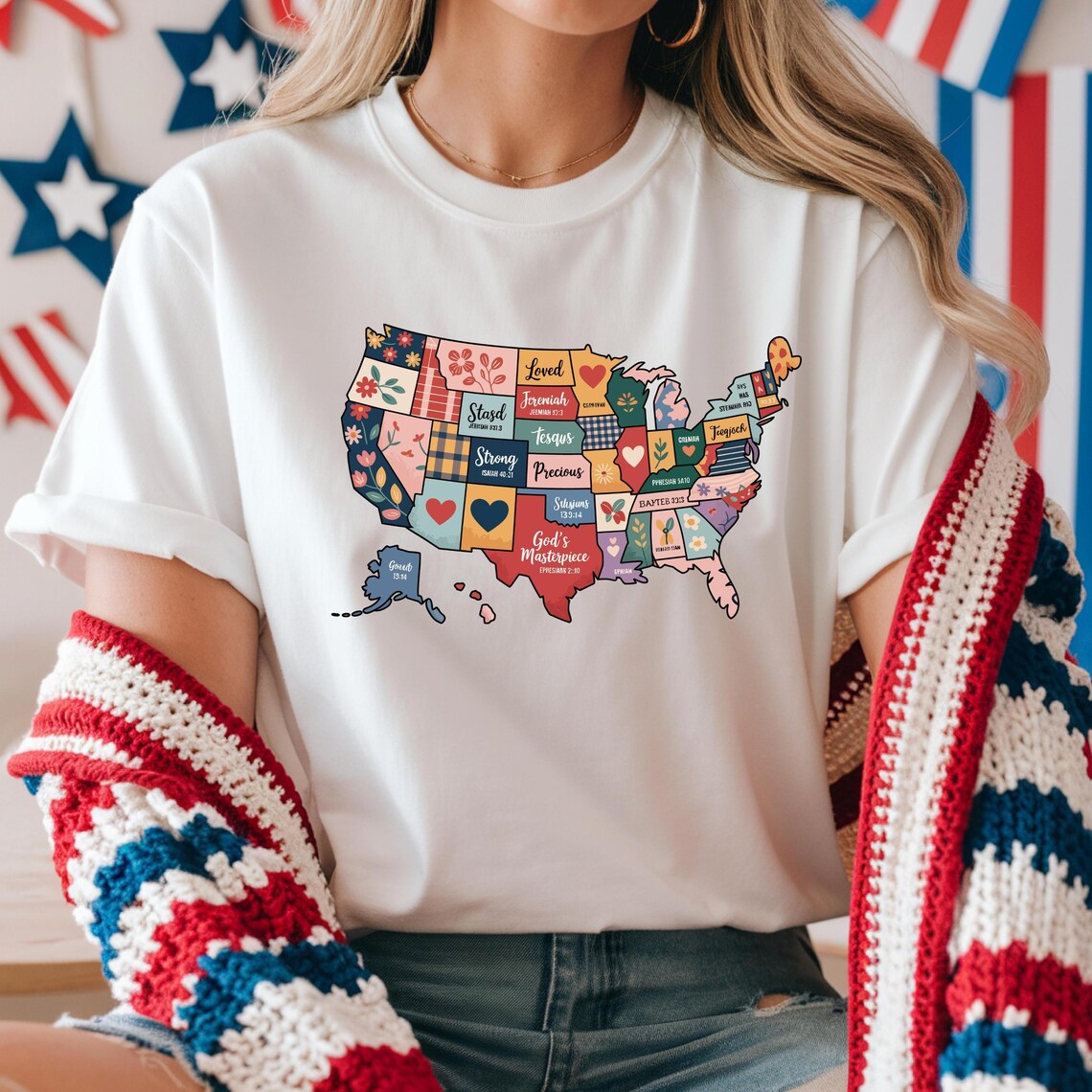 USA Map 4th of July Shirt – America Map Tee – Patriotic United States T-Shirt