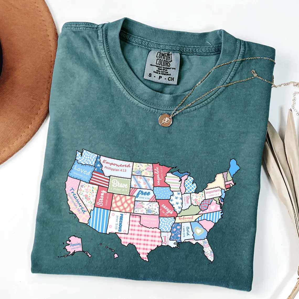 America Map Bible Verse Shirt – Retro USA Patriotic Tee – Independence Day 4th of July Gift Shirt