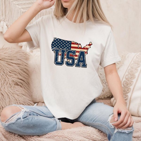 USA Map T-Shirt – American Flag Patriotic Tee – Unisex 4th of July Shirt Made in USA - Image 4