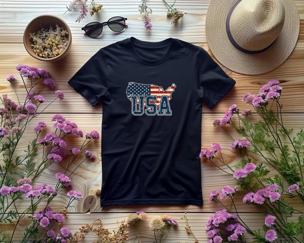 USA Map T-Shirt – American Flag Patriotic Tee – Unisex 4th of July Shirt Made in USA - Image 3