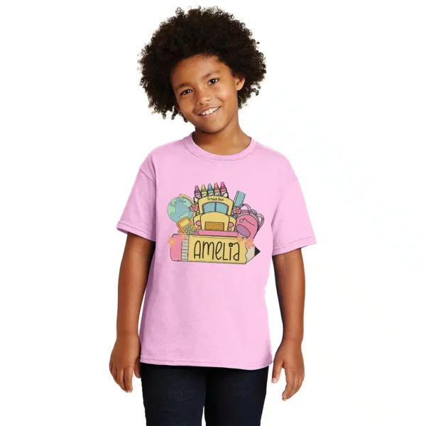 Back to School Girls Name Shirt – Personalized Toddler & Kids Tee for First Day of School, Custom Cute School Outfit - Image 3