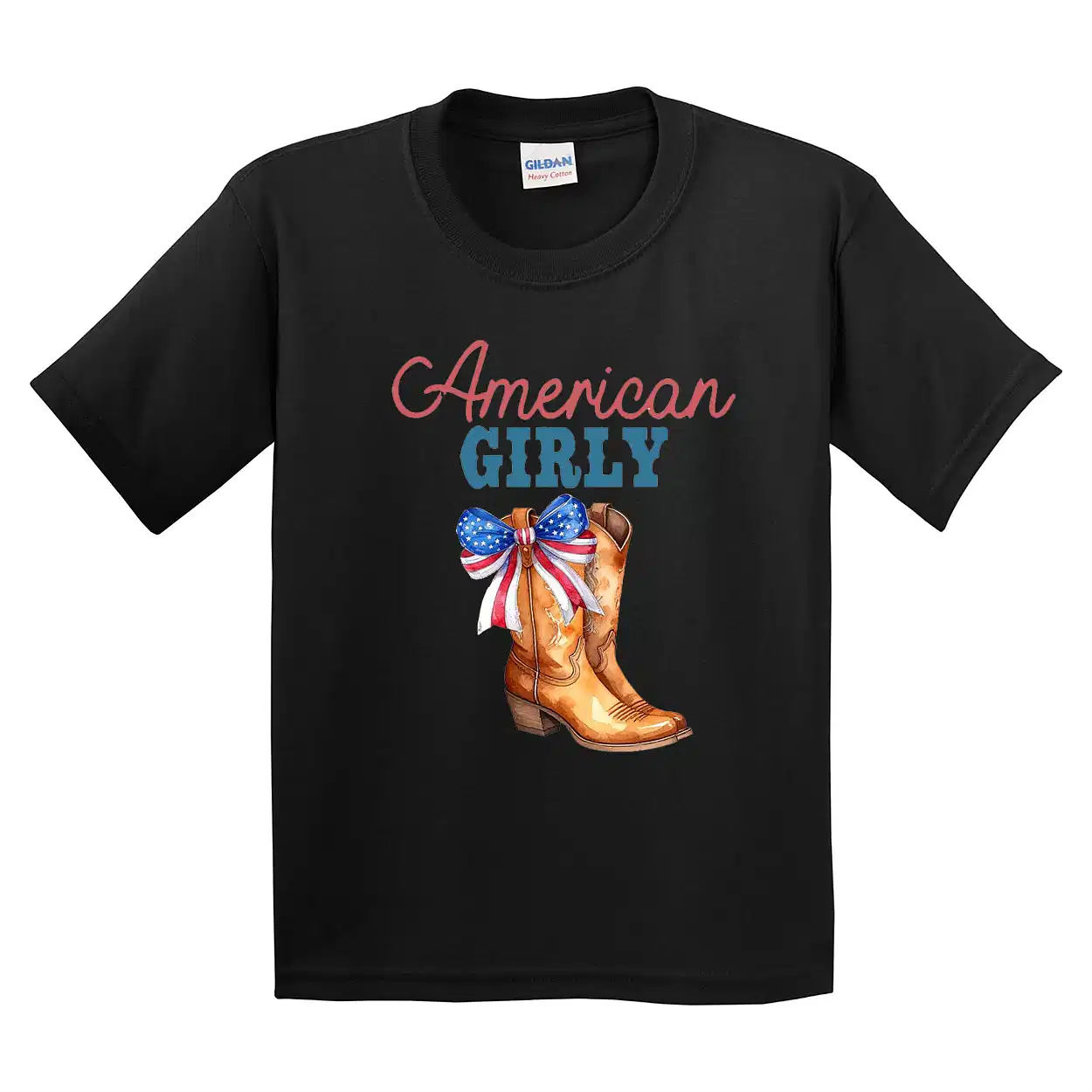 American Girly Toddler T-Shirt – 4th of July Kids Tee – Retro Cowgirl Youth T-Shirt – Cute USA Flag Baby Bodysuit – Patriotic Outfit