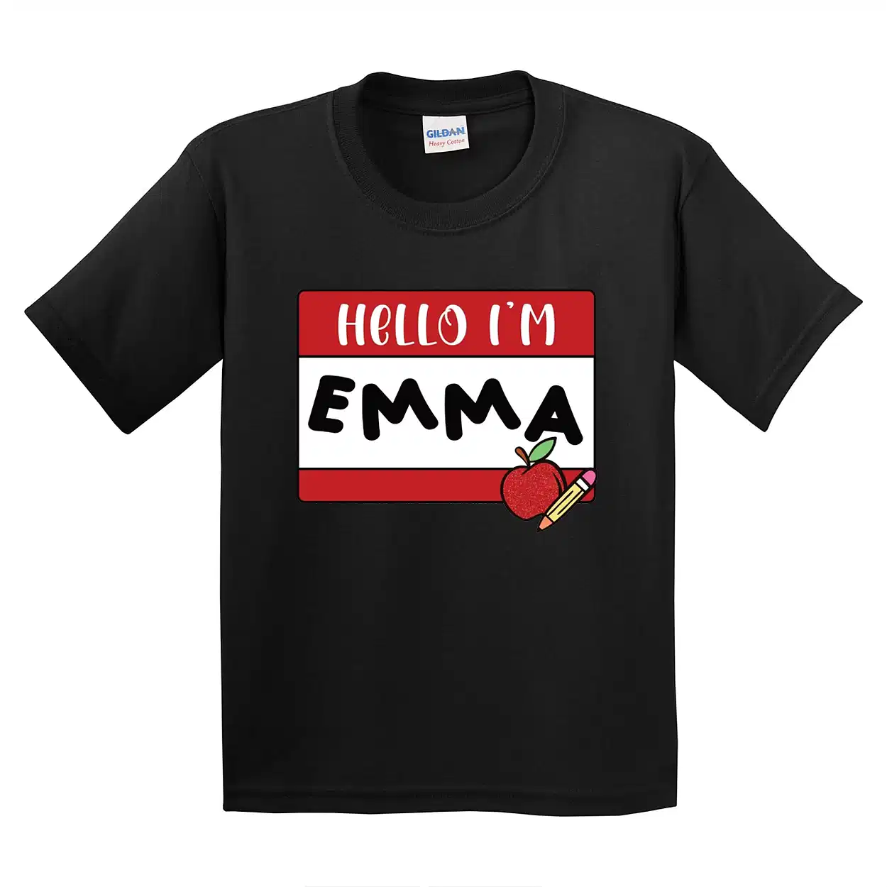 Personalized Alphabet T-Shirt – Hello My Name Is Tag Tee | First Day of School Shirt | Custom Back to School Gift for Kids