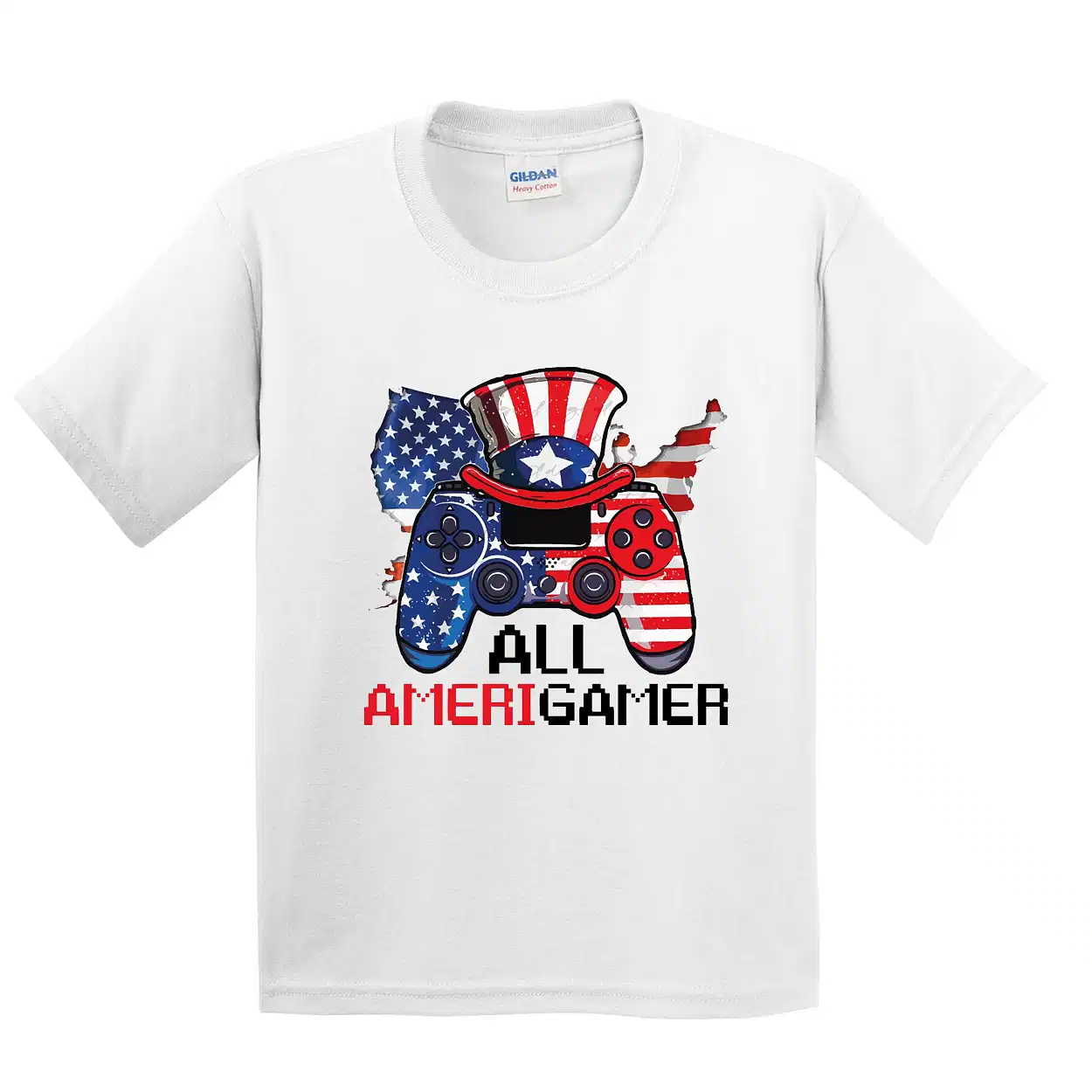All AmeriGamer 4th of July Shirt – Patriotic Gaming Tee for Boys & Men – USA Gamer Independence Day T-Shirt – Fun July 4th Outfit