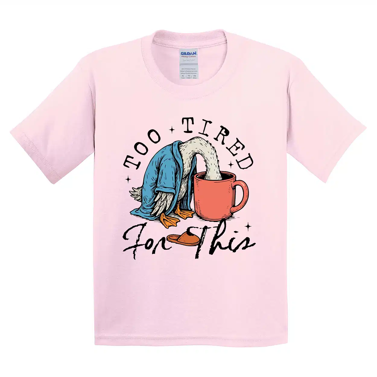 Too Tired for This Shirt – Funny Goose Coffee Shirt – Snarky Morning Humor Tee – Sassy Goose Graphic T-Shirt – Retro Caffeine Lover Gift