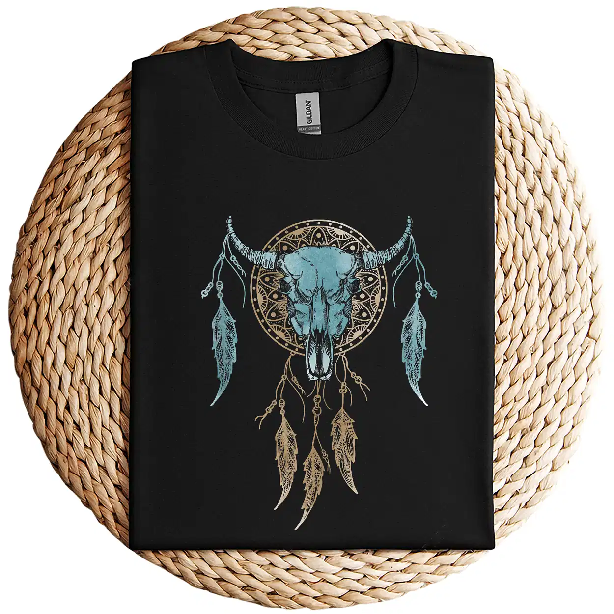 Bull Skull Dream Catcher T-Shirt – Western Rodeo Cowboy Cowgirl Boho Sleeveless Shirt – Country Summer Graphic Top