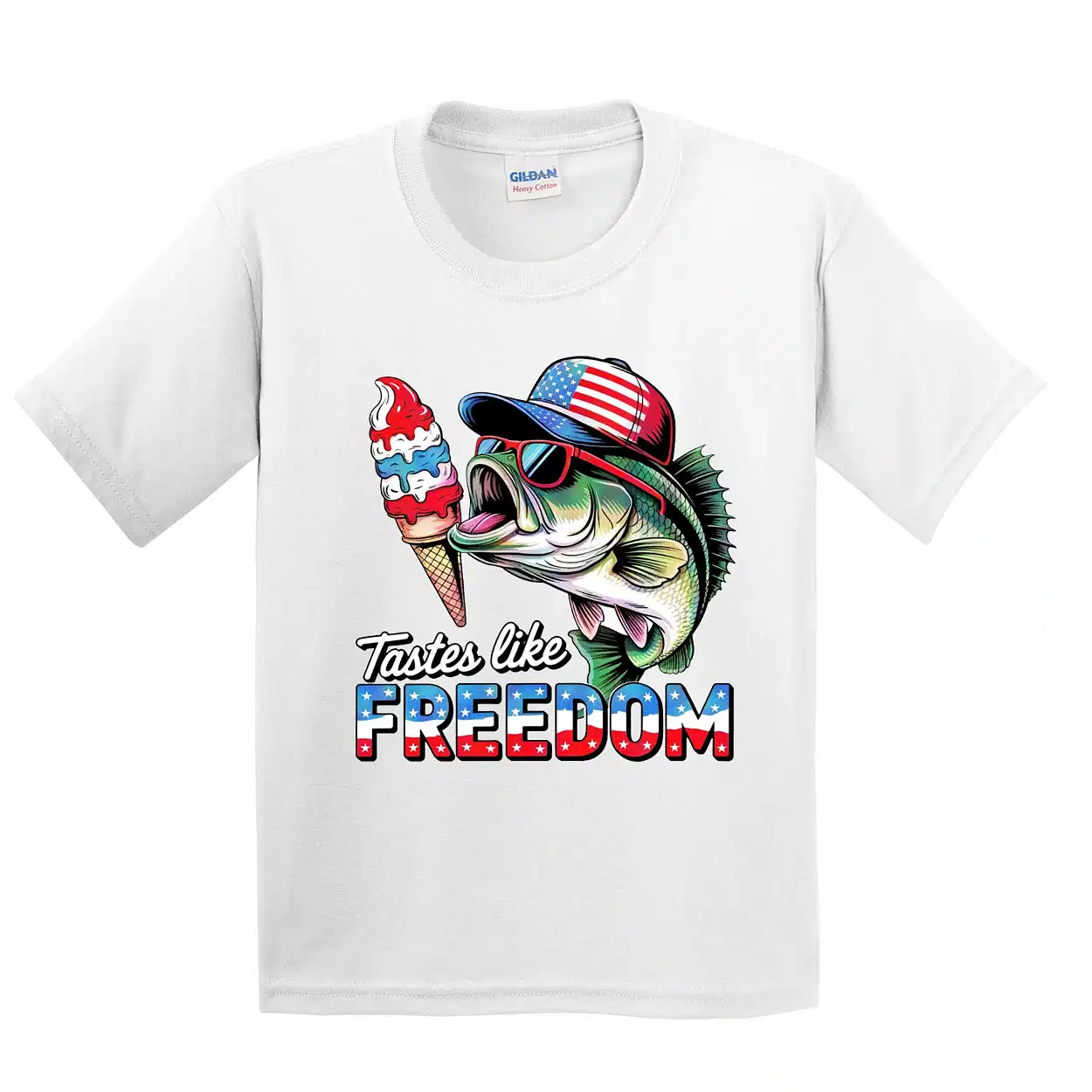 4th of July T-Shirt – Taste Like Freedom Fishing Tee – Toddler Boy or Girl Patriotic USA Shirt – Funny Retro American Outfit