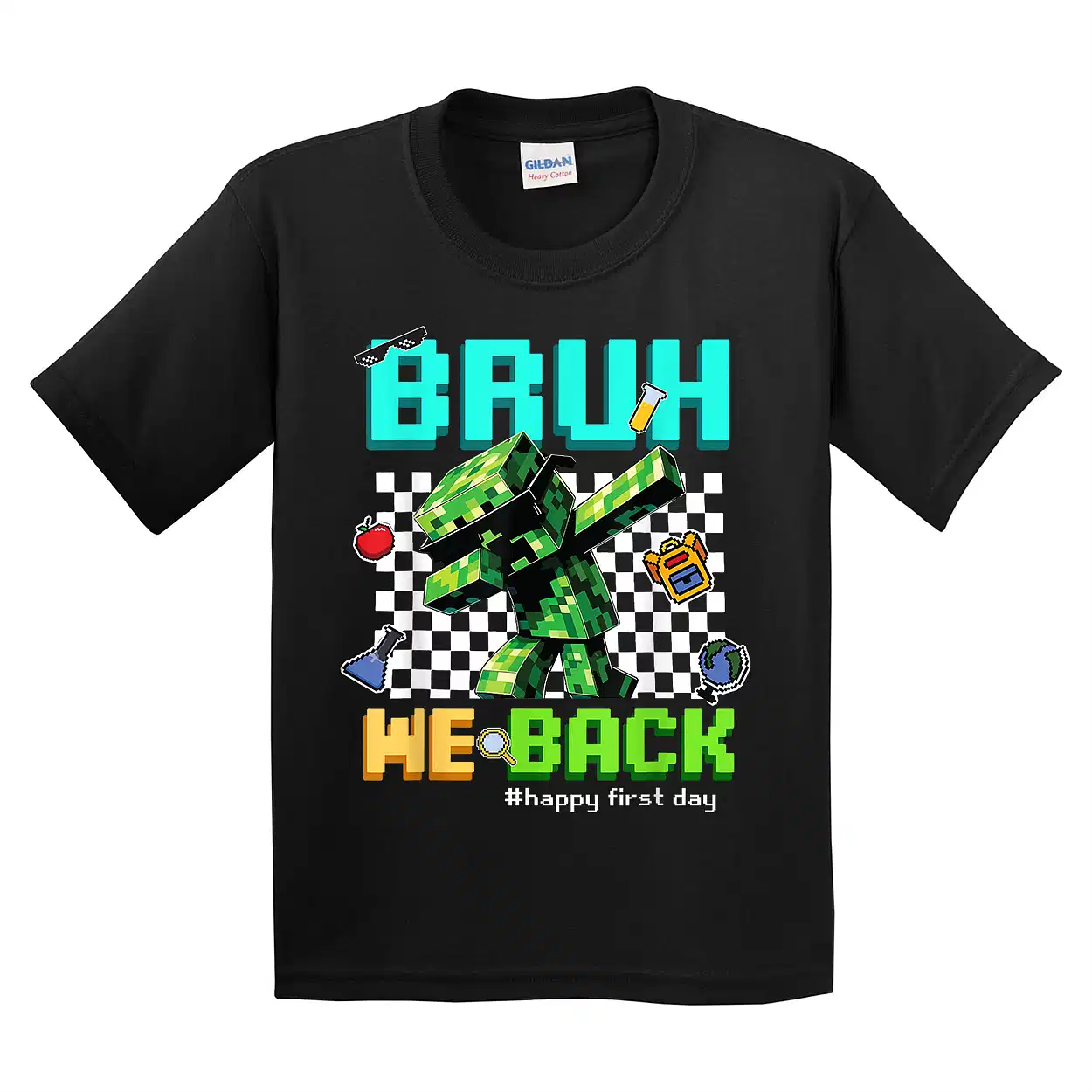 Bruh We Back Funny Pixel Gaming Design First Day of School T-Shirt - Unisex, Gift for Youth, Back To School