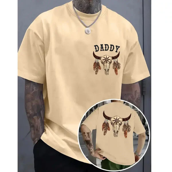 Aztec Boho Cow Skull Long Sleeve Shirt – Feathered Skull Graphic Tee – Southwestern Cowboy Cowgirl Style – Country Western Outfit - Image 3