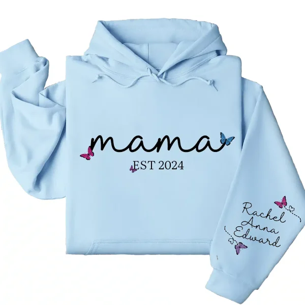 Personalized Mama Hoodie with Kids' Names on Sleeve, Est. 2025 – Custom Mother's Day Gift, Family Name Hoodie - Image 4