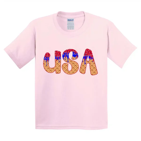 USA Ice Cream 4th of July Shirt – Red White & Blue Summer Tee – Patriotic America est.1776 Shirt for Youth & Toddler – Cute Holiday Outfit - Image 4