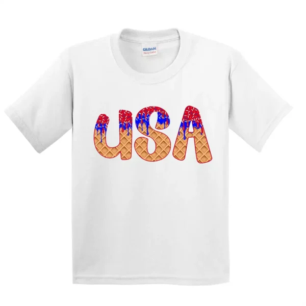 USA Ice Cream 4th of July Shirt – Red White & Blue Summer Tee – Patriotic America est.1776 Shirt for Youth & Toddler – Cute Holiday Outfit - Image 3