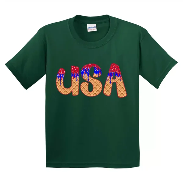 USA Ice Cream 4th of July Shirt – Red White & Blue Summer Tee – Patriotic America est.1776 Shirt for Youth & Toddler – Cute Holiday Outfit - Image 2