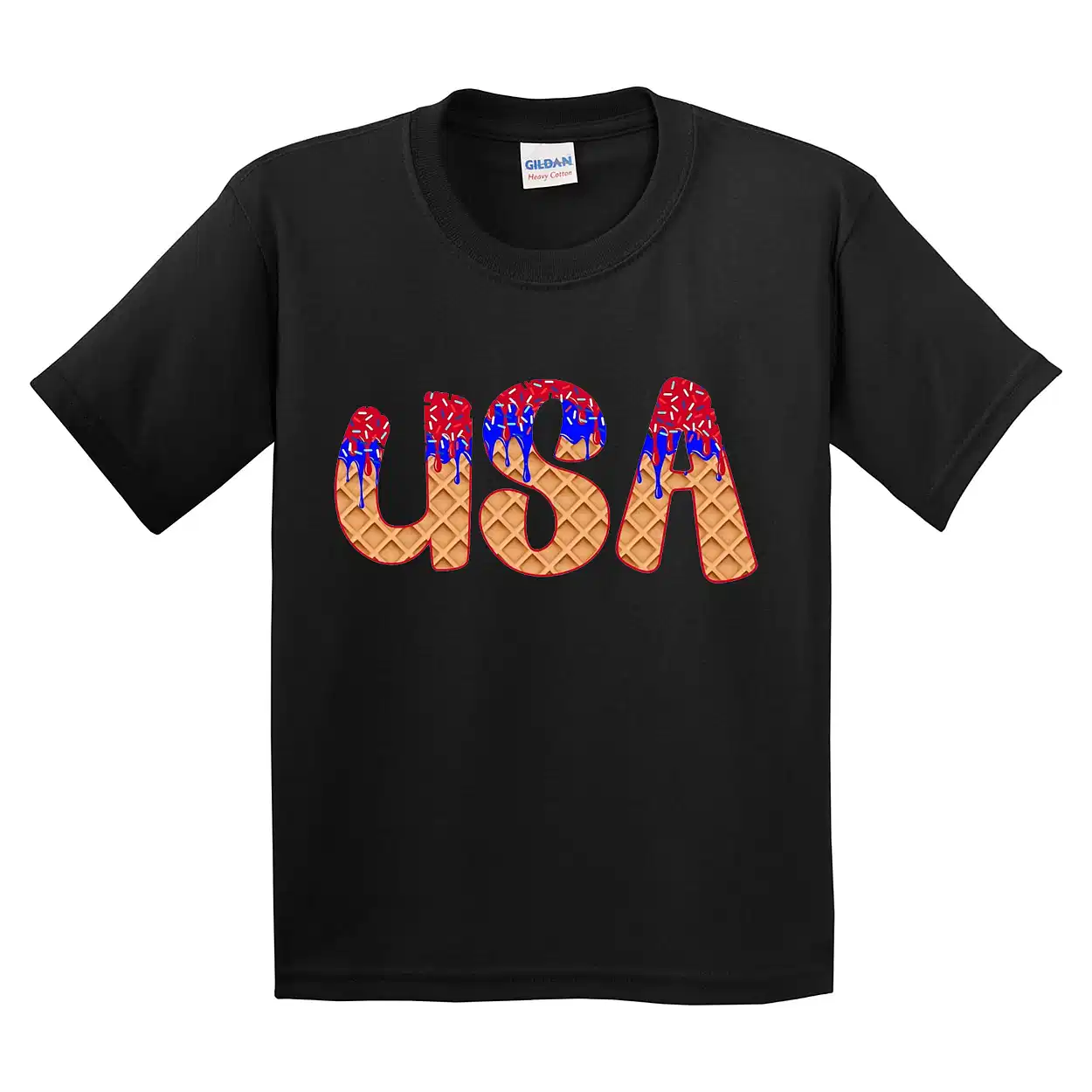 USA Ice Cream 4th of July Shirt – Red White & Blue Summer Tee – Patriotic America est.1776 Shirt for Youth & Toddler – Cute Holiday Outfit