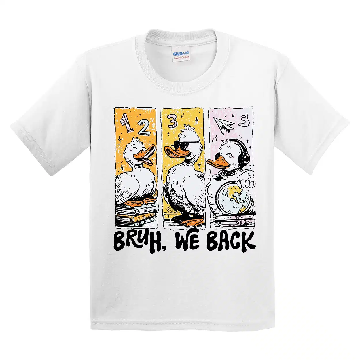 Bruh We Back Funny Goose T-Shirt – Retro Back to School Tee – Silly Goose First Day Outfit – Cute Teacher Humor Shirt – Trendy School Vibes