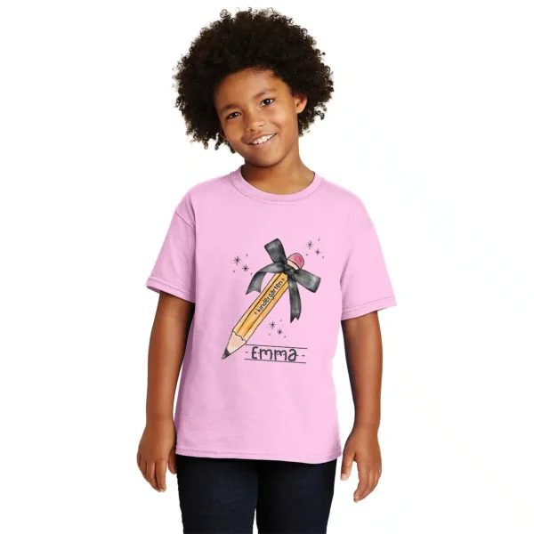 Personalized Back to School Girls Shirt – Trendy Coquette Name Shirt – Cute Custom Tee for Kindergarten & School Girls - Image 2