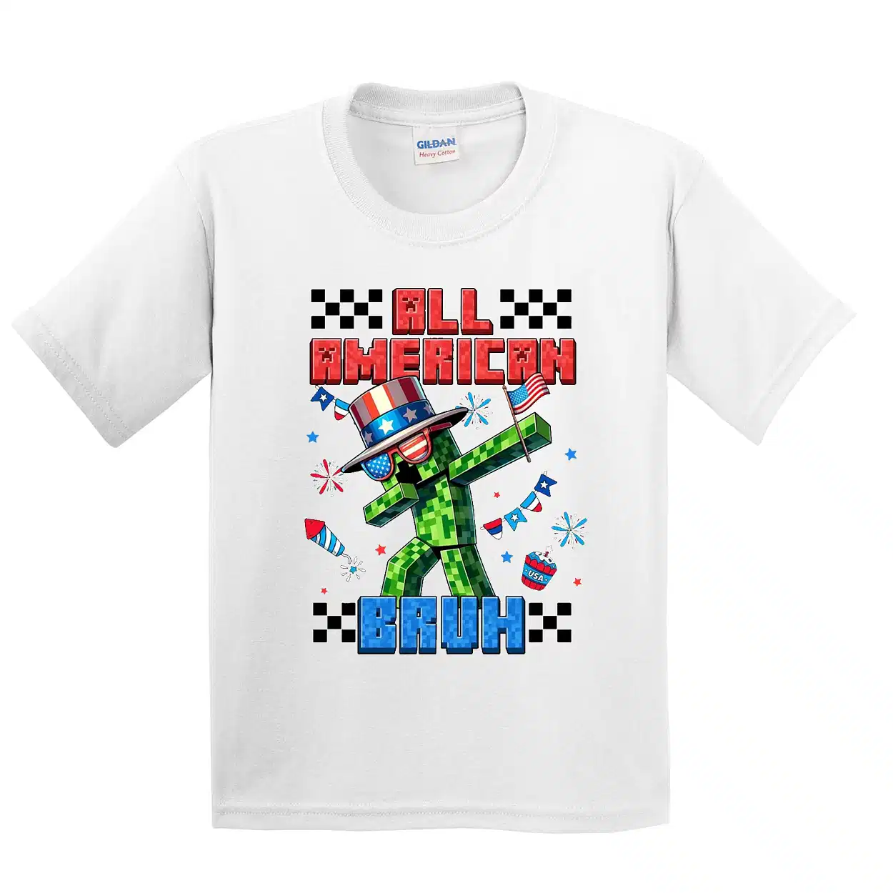 All American Bruh Shirt – 4th of July Gamer Tee for Kids, Patriotic USA Boy Shirt, Funny American Vibes Toddler T-Shirt, Summer Outfit