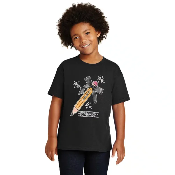 Personalized Back to School Girls Shirt – Trendy Coquette Name Shirt – Cute Custom Tee for Kindergarten & School Girls - Image 4