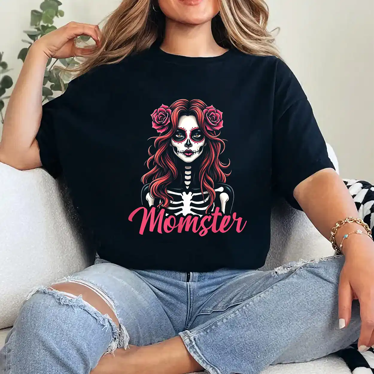 Womens Creepy Momster Tee Scary Mama Costume Horror Halloween Mom T-Shirt - Unisex, Gift for Halloween Day,  Gift for Mama