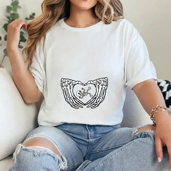 Happy Halloween Pregnant Baby Skeleton Spooky Season New Mom T-Shirt - Unisex, Gift for Halloween Day,  Gift for Mama - Image 2