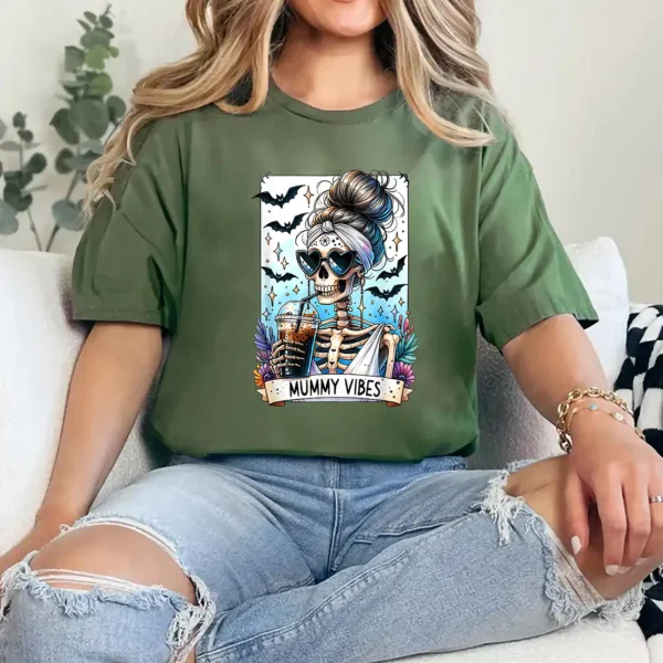Tarot Card Mummy Vibes Spooky Season Skeleton Mom Halloween T-Shirt  - Unisex, Gift for Halloween Day,  Gift for Mama - Image 3