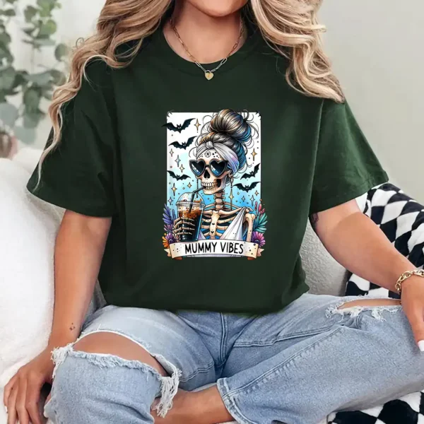 Tarot Card Mummy Vibes Spooky Season Skeleton Mom Halloween T-Shirt  - Unisex, Gift for Halloween Day,  Gift for Mama - Image 2