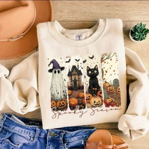 Cute Halloween Sweatshirt, Womens Fall Crewneck, Spooky Season Gift