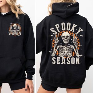 Spooky Season Hoodie, Retro Halloween Skeleton, Women’s Fall Gift