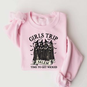 Girls Trip Salem Sweatshirt, Retro Halloween Witch, Salem Massachusetts