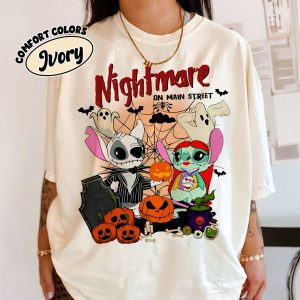 Retro Stitch & Angel Halloween Shirt, Nightmare on Main Street, Disney Couple